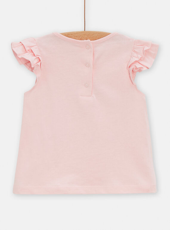 Pink cat and flower T-shirt for baby girl TICLUTI2 / 24SG09O1TMCD328