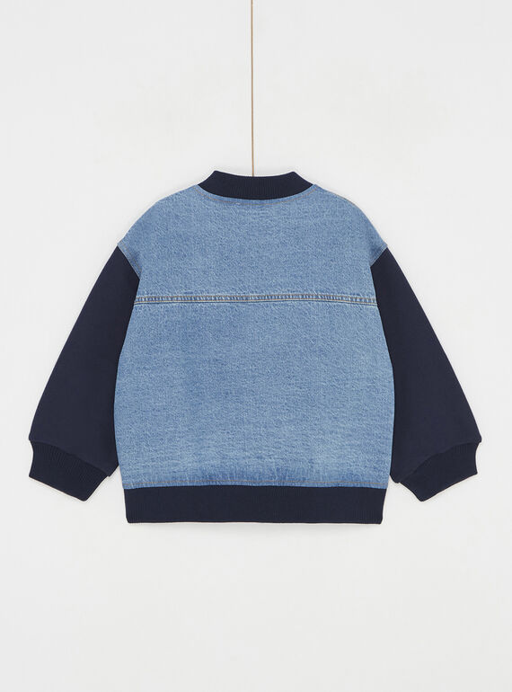 Blue two-component jacket in denim and fleece SOLINGIL / 23W902H1GILP274