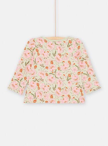 Reversible pink and water green baby girl T-shirt SIVERTEE / 23WG09J1TML001