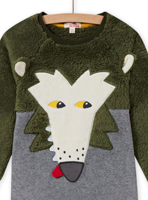 Child boy wolf pajama set in soft boa MEGOPYJBOA / 21WH1294PYJ628