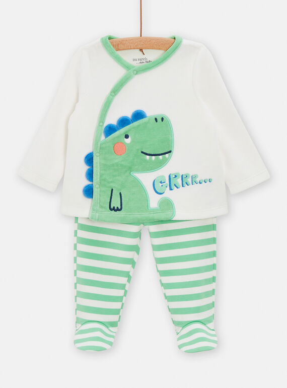 Green animated dinosaur pyjama for baby boy TEGAPYJDIN / 24SH1441PYJ632