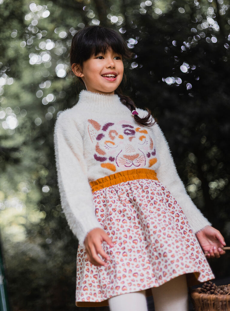 Reversible leopard corduroy skirt for girls  VABAJUP / 24W901Q1JUPB106