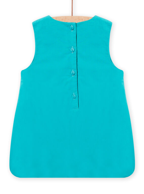 Baby girl turquoise embroidered poplin ball dress NIGAROB2 / 22SG09O3ROB202
