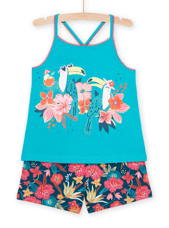 Turquoise pajamas with toucans and flowers print REFAPYJTOU / 23SH11H2PYJ202