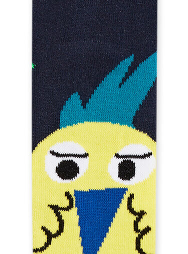 Child boy midnight blue and yellow bird socks NYOGACHO2 / 22SI02O1SOQ705
