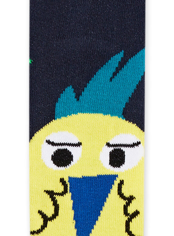 Child boy midnight blue and yellow bird socks NYOGACHO2 / 22SI02O1SOQ705