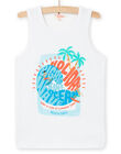 White tank top with fancy print and lettering child boy NOWADEB / 22S902V1DEB000