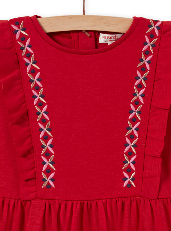 Girl's milano dress with long sleeves and ruffles MACOMROB3 / 21W901L2ROB408