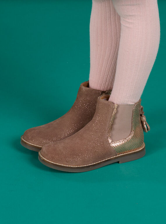 Chelsea boots in glitter leather. PABOOTROSE / 22XK3572D0D030