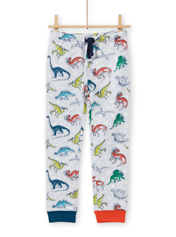 Boy's grey phosphorescent dinosaur print pajama set MEGOPYJAOP / 21WH1282PYJJ922