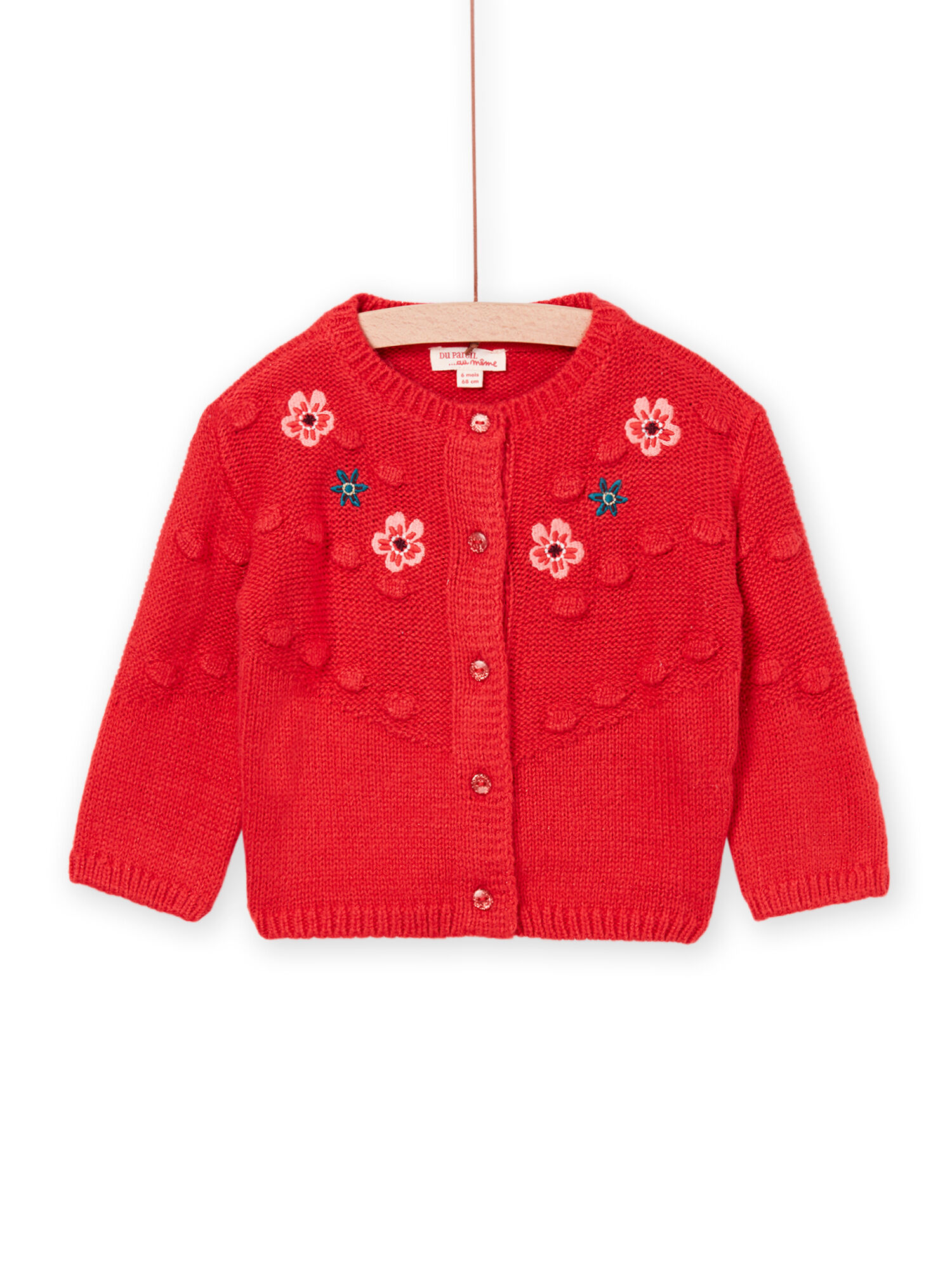 Red cardigan with jacquard animation buy online Knitwear Sweater DPAM International Website