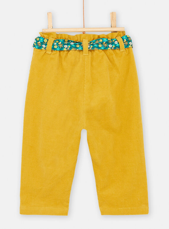 Baby girl olive green pants with floral embroidery SIDUPAN1 / 23WG09P1PAN633