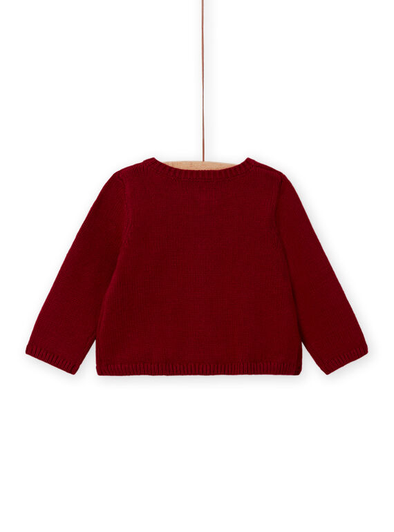 Baby girl's red long sleeve embroidered cardigan MIFUNCAR / 21WG09M1CAR504