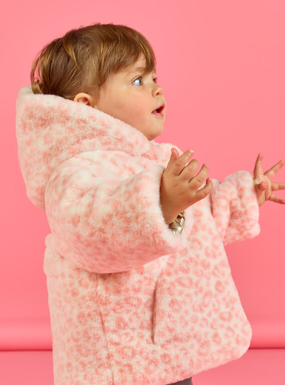 Baby girl reversible hooded jacket in gold and pink MIORDOUREV / 21WG0951D3EA006