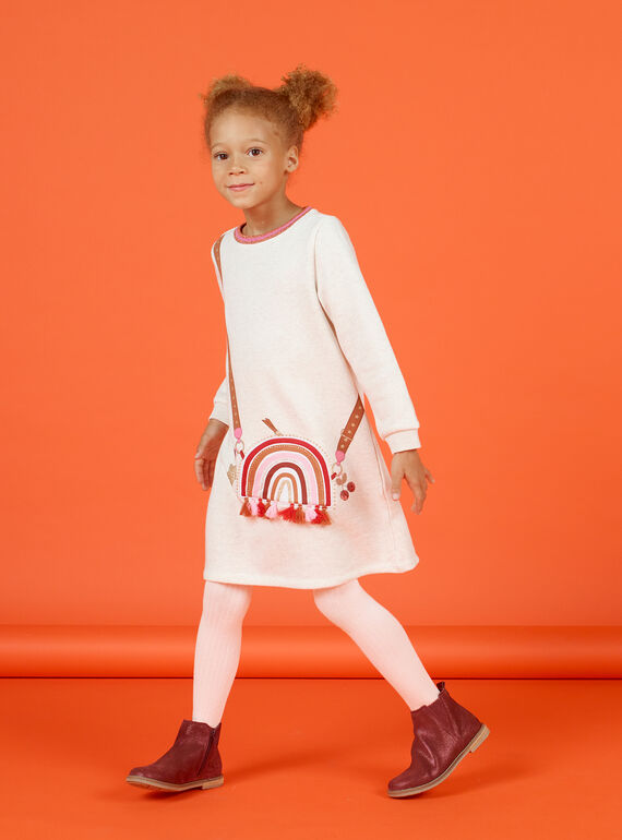 Off white lined dress with child girl bag design MACOMROB4 / 21W901L4ROB006