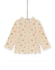 Baby Girl Ribbed Stripe and Floral Print Undershirt MISAUSOUP / 21WG09P1SPL001