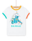 White short sleeve t-shirt with wave pattern child boy NOWATI4 / 22S902V5TMC000