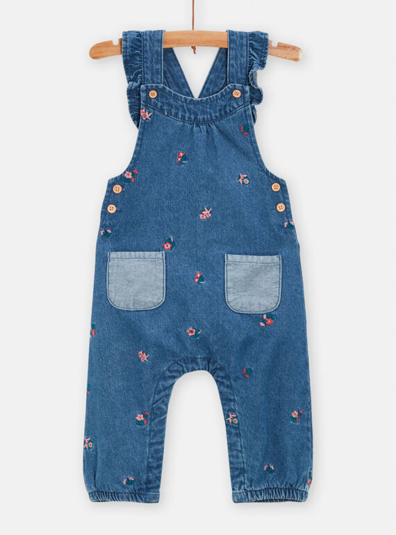 Baby girl denim dungarees with floral embroidery TICRISAL / 24SG09L1SALP274