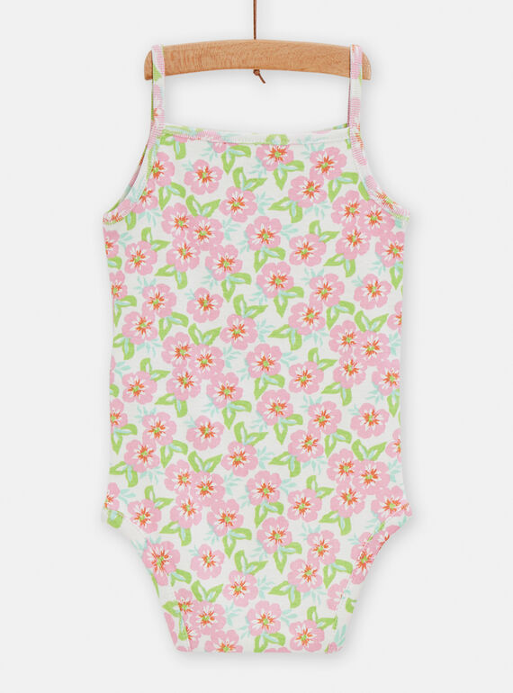 Set of 2 ecru and pink baby girl bodysuits TEFIBODTRO / 24SH1372BDL001