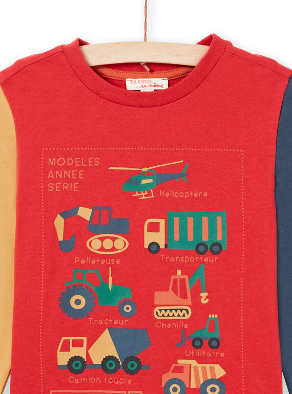 Boy's red and orange T-shirt MOCOTEE4 / 21W902L3TMLF521