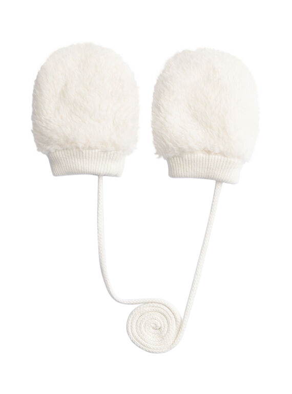  Muffles in ecru faux fur for baby  VYUGROMOU / 24WI10M1GAN001