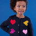 Long sleeve jacquard vest with hearts pattern