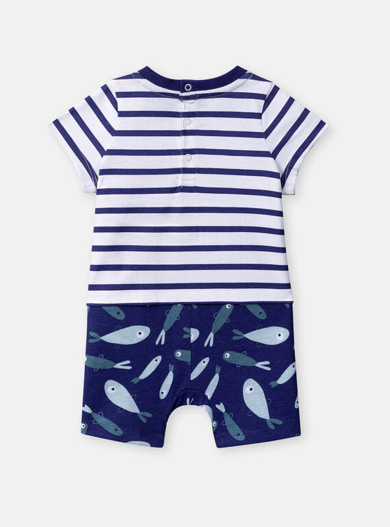 blue shark animation romper for baby boy  TEGAGREREQ / 24SH1454GRE000