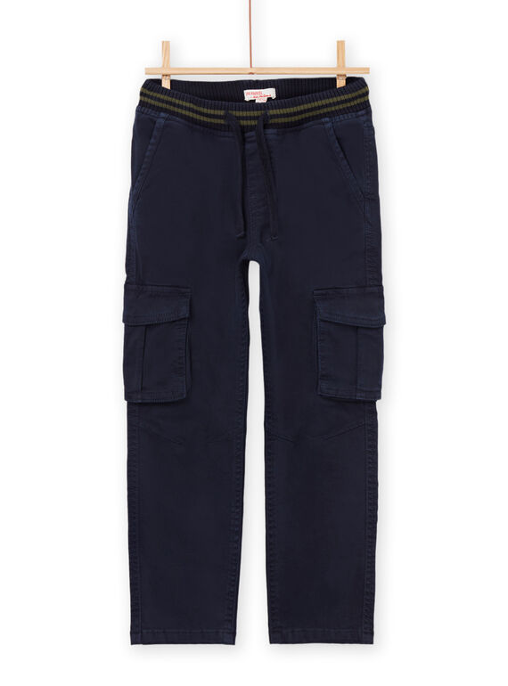 Plain navy blue canvas pants POJOPAMAT1 / 22W902B6PAN705