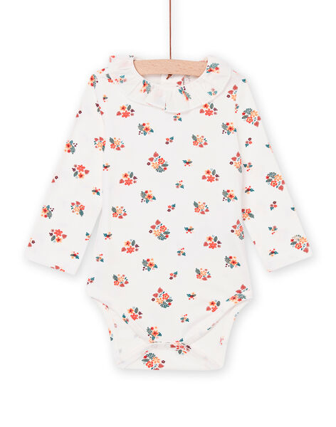 Floral print bodysuit with ruffled collar PIPRIBOD / 22WG09P1BOD001