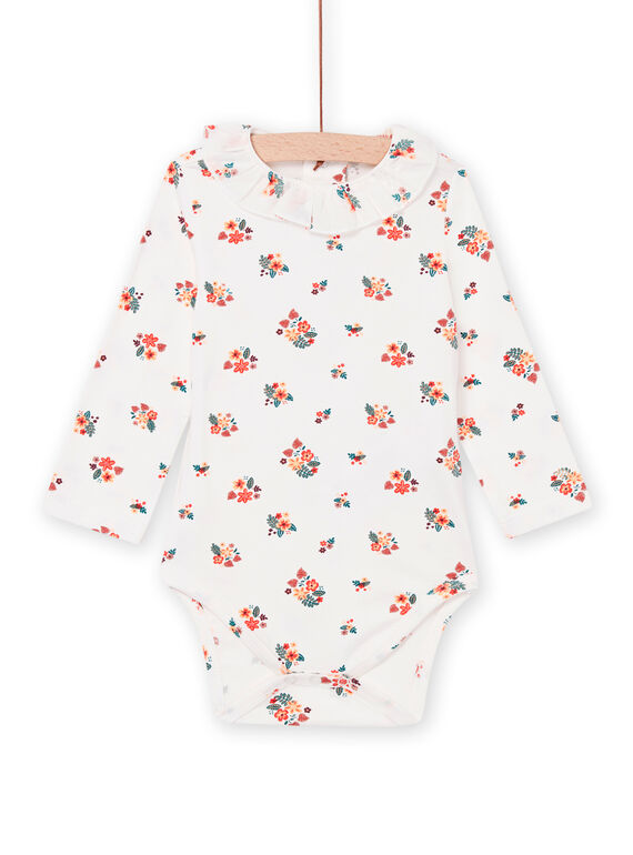 Floral print bodysuit with ruffled collar PIPRIBOD / 22WG09P1BOD001
