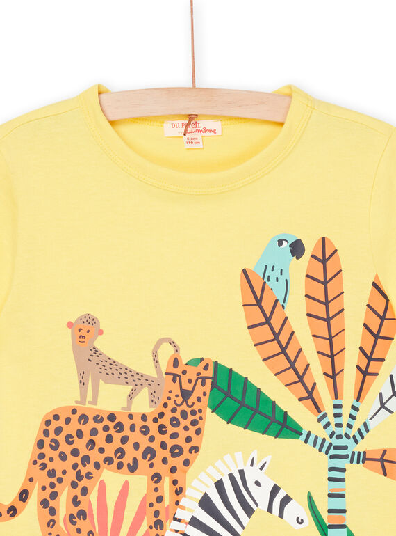 Lemon yellow T-shirt with jungle patterns ROJUNTI4 / 23S902U4TMCB104