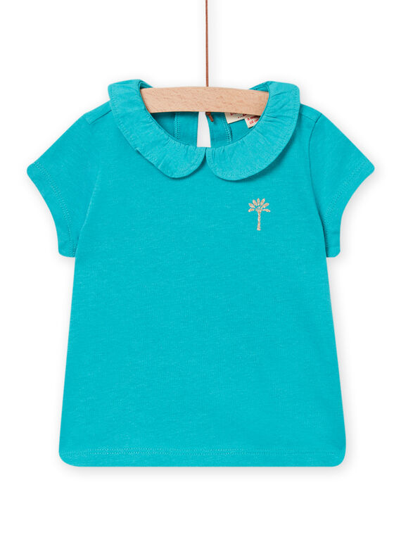 Baby girl turquoise t-shirt NIJOBRA8 / 22SG09C2BRA202