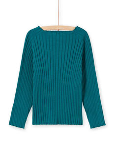 Girl's plain long sleeve duck blue sweater MAJOPULL2 / 21W901N1PUL714