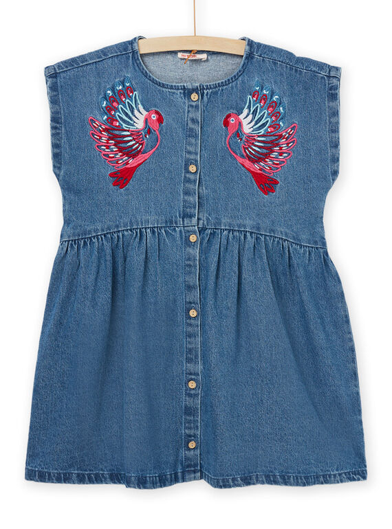 Short sleeve jean dress with parrot animation PAGOROB2 / 22W901O1ROBP274