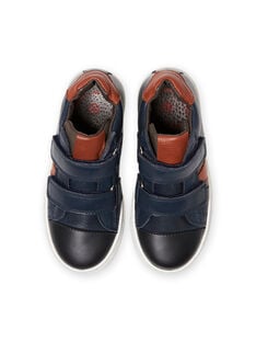 Navy blue high top sneakers with colorful details child boy MOBASNEWMAR / 21XK3671D3F070