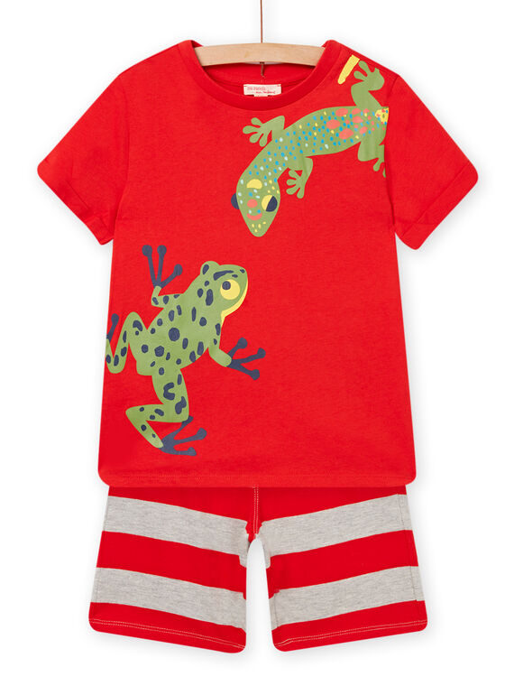 Child boy's orange T-shirt and shorts pajama set NOPLAENS3 / 22S902K4ENSF527
