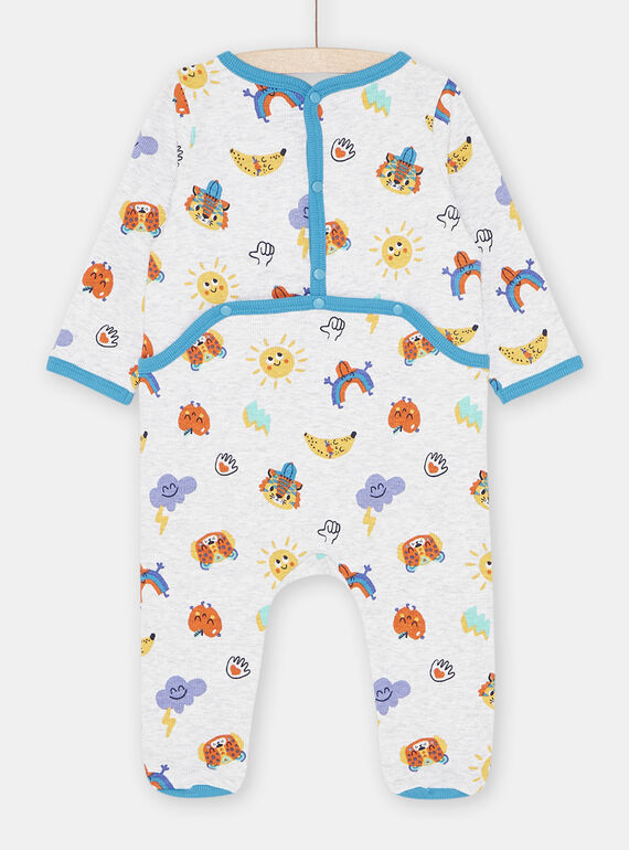 Grey romper with fantasy print, baby boy SEGAGREAOP / 23WH1432GREJ920
