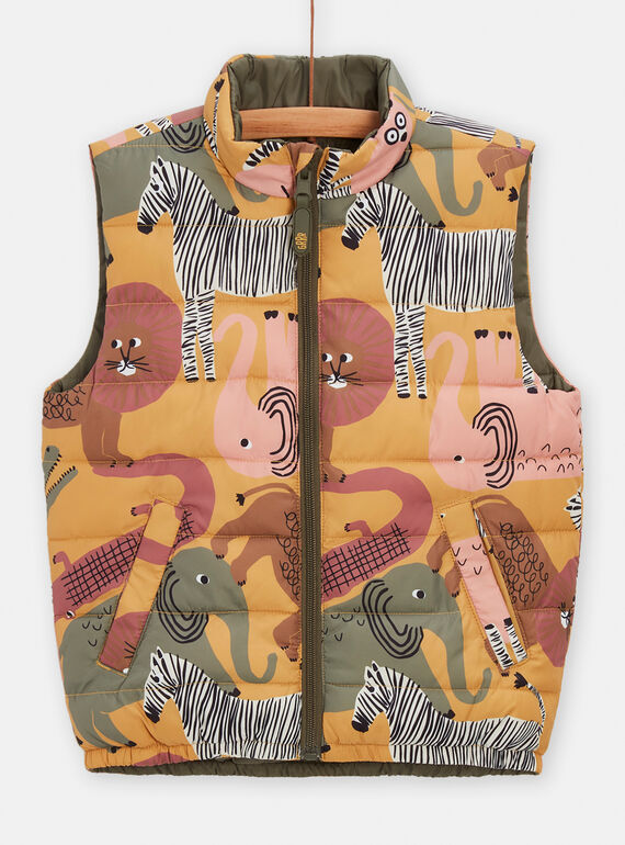 Boy's reversible khaki sleeveless down jacket TOGRODOU2EX / 24S902P2BLOB106
