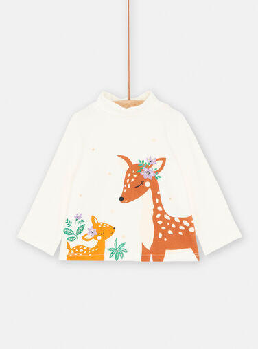 Baby girl ecru animal-patterned undershirt SIKHOSOUP / 23WG09Q1SPL001
