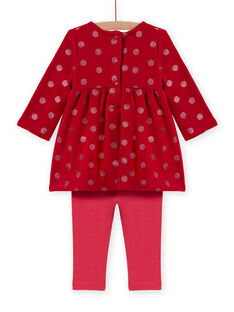 Baby girl's red heart print dress and striped leggings set MIFUNENS / 21WG09M1ENS511