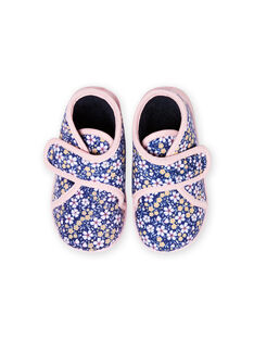 Baby girl's navy blue floral print slippers MIPANTFLOWER / 21XK3721D0A070