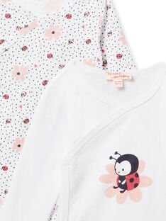 Set of 2 bodysuits with ladybugs and flowers print birth girl NOU1BOD3 / 22SF0341BDN000