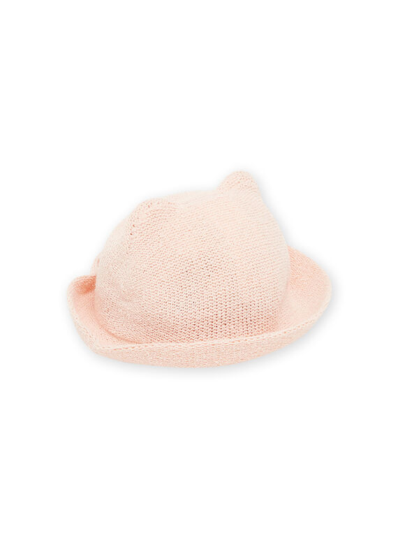Pink straw hat with cat head design RYIJOCHA2 / 23SI09C2CHAD310