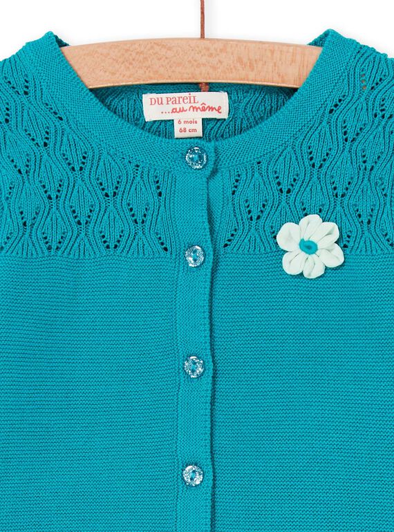 Baby girl turquoise openwork knit vest LIVERCAR / 21SG09Q1CARC216