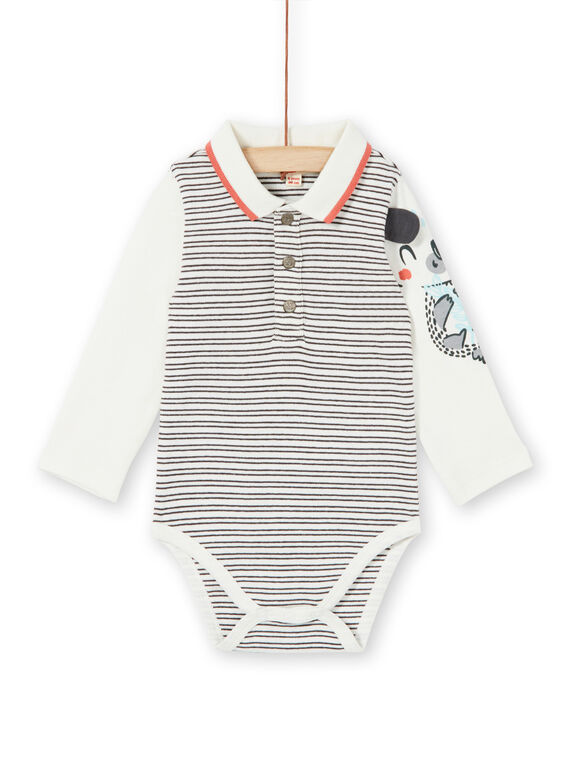 Off white and blue striped cotton bodysuit baby boy LUPOEBOD / 21SG10Y1BOD001