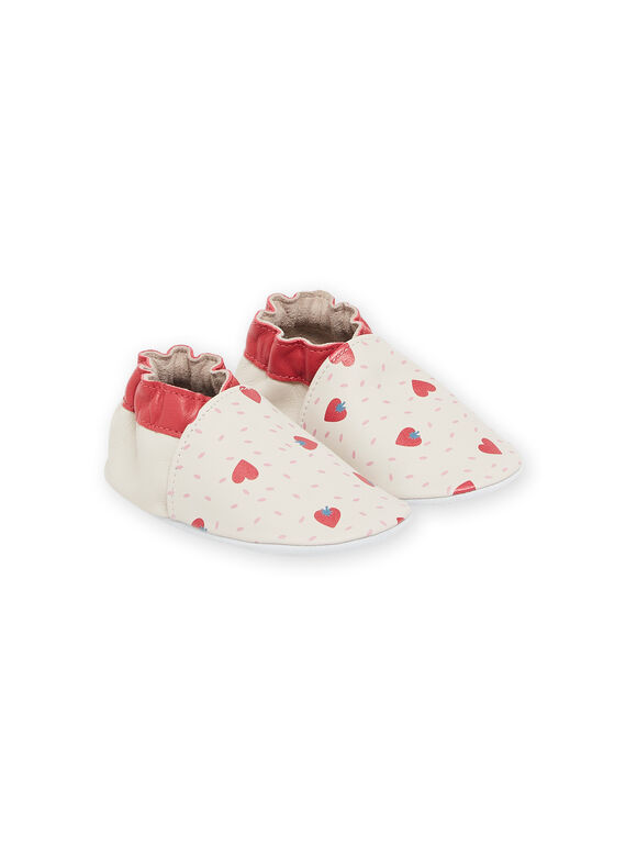 Slippers leather unbleached with strawberry print RICHOSTRAW / 23KK3741D3S001