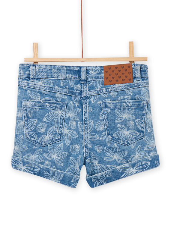 Child girl light denim shorts with leaf and shell print NAJOSHORT2 / 22S90163SHOP272