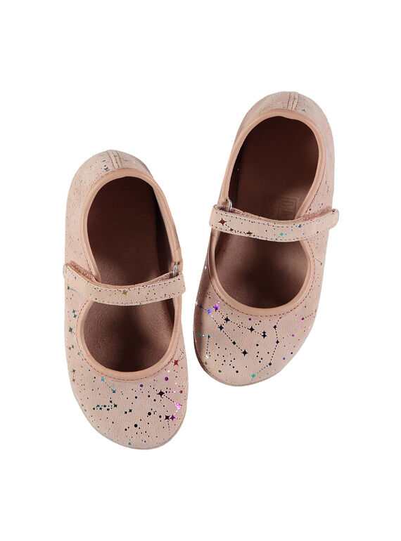 Girls' leather ballet pump slippers FFBELFILLE / 19SK3538D07030