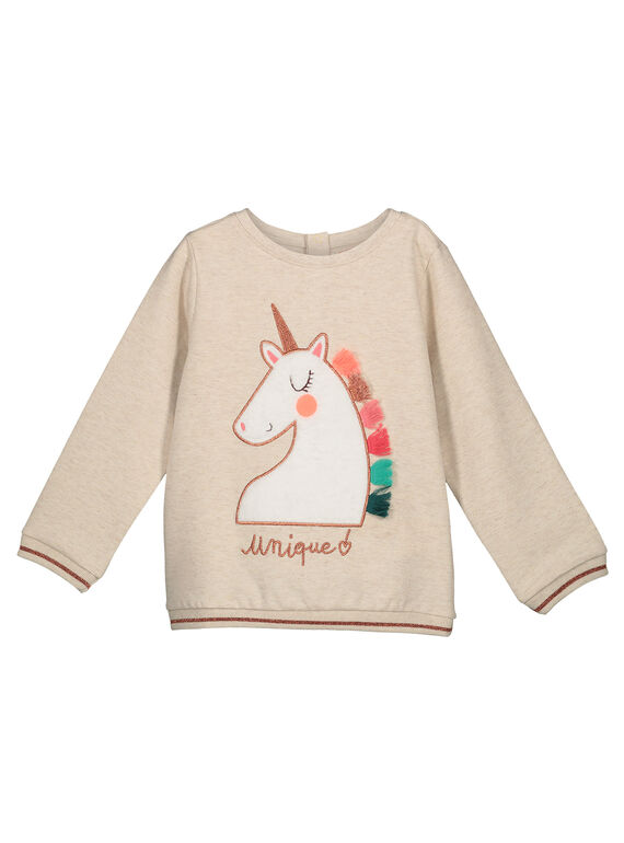 Girls' unicorn print sweatshirt GAVESWEA / 19W90121SWE006