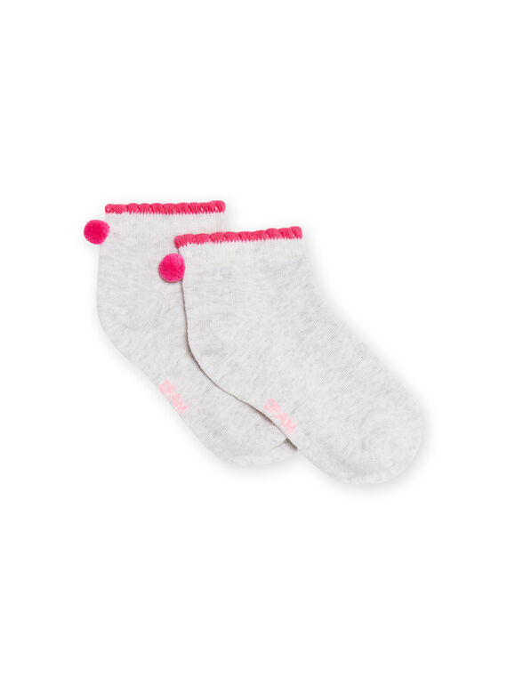 Child girl grey socks with pompons NYAJOSCHO1D / 22SI0167SOQJ920